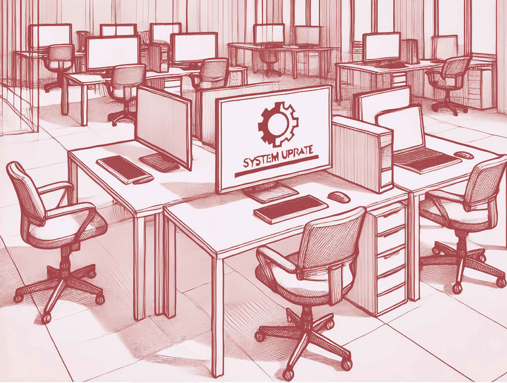 Computer screen showing a running update.